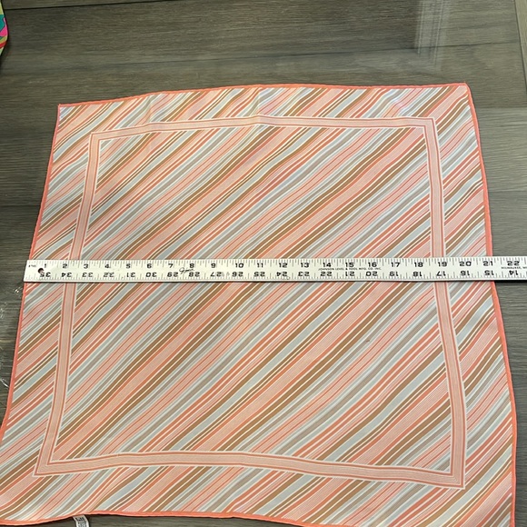 Vintage Pin Striped Peach & Tan Silk Blend Scarf - Picture 12 of 16